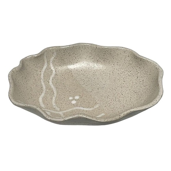Signed‎ Studio Pottery Ceramic Bowl Decorative Beige Speckled Dish - Picture 1 of 7